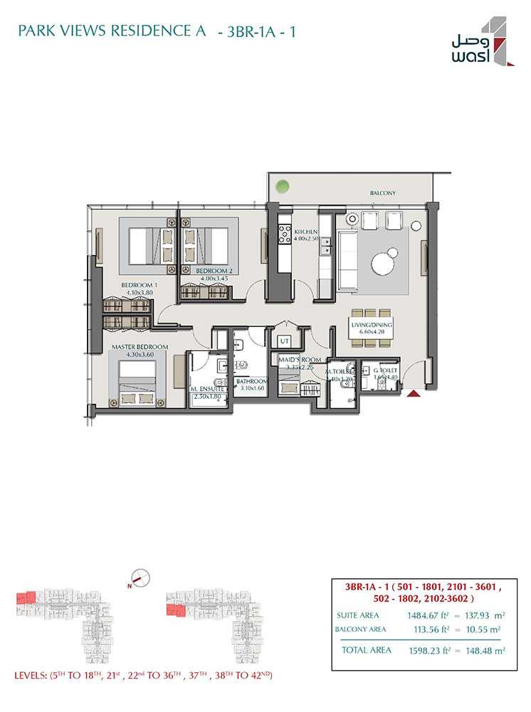 Type 1A-1, Levels 5th to 18th, 21st, 22nd to 36th, 37th, 38th to 42nd